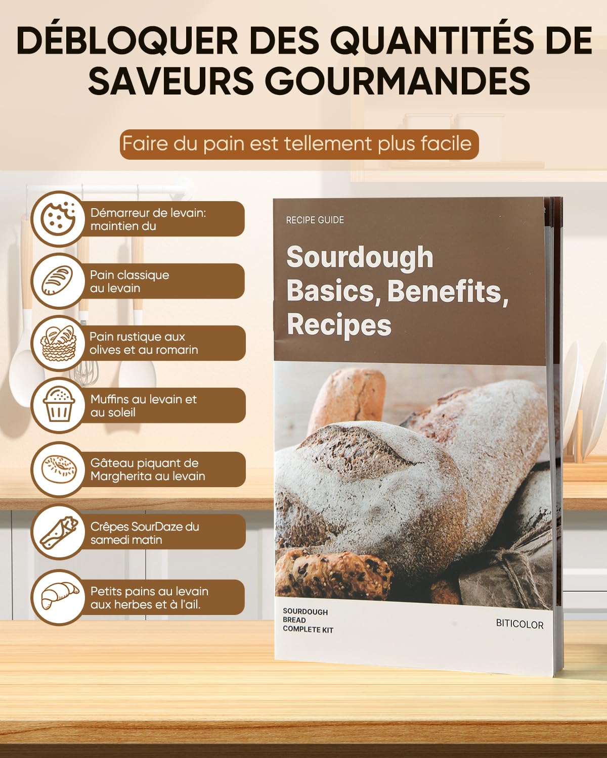Banneton pour Pain,2 Corbeille a Pain set en Silicone Ovale et Rond,1000ml Bocal de Fermentation,Kit de Démarrage de Sourdough