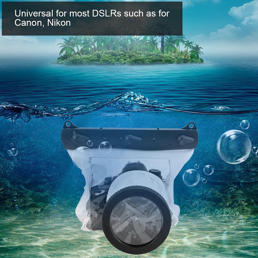 Sxhlseller Bolso Impermeable de la Carcasa de la Cámara, Bolso Seco Universal del Estuche de Dving Submarino para Cámaras DSLR(Blanco)