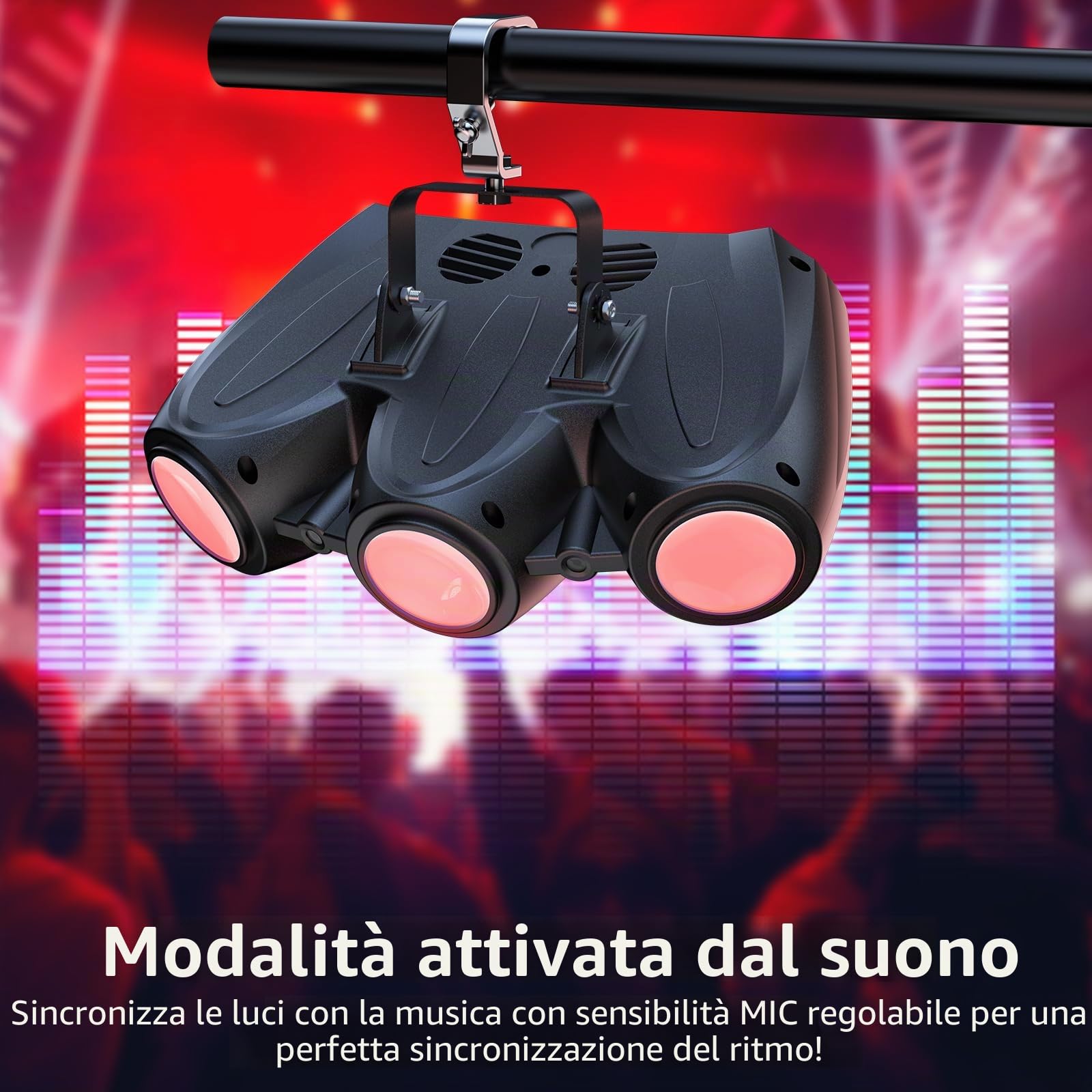 Luce da discoteca, luce per feste a forma di dirigibile, 192 fasci LED integrati, DMX a 4 canali con controllo vocale, adatta per feste di compleanno, Halloween, eventi al bar e Natale