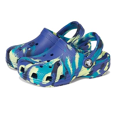 Crocs Kids Classic Marbled Tie Dye Clogs (Toddler) Kids Shoes Navy/Turbo Teal
