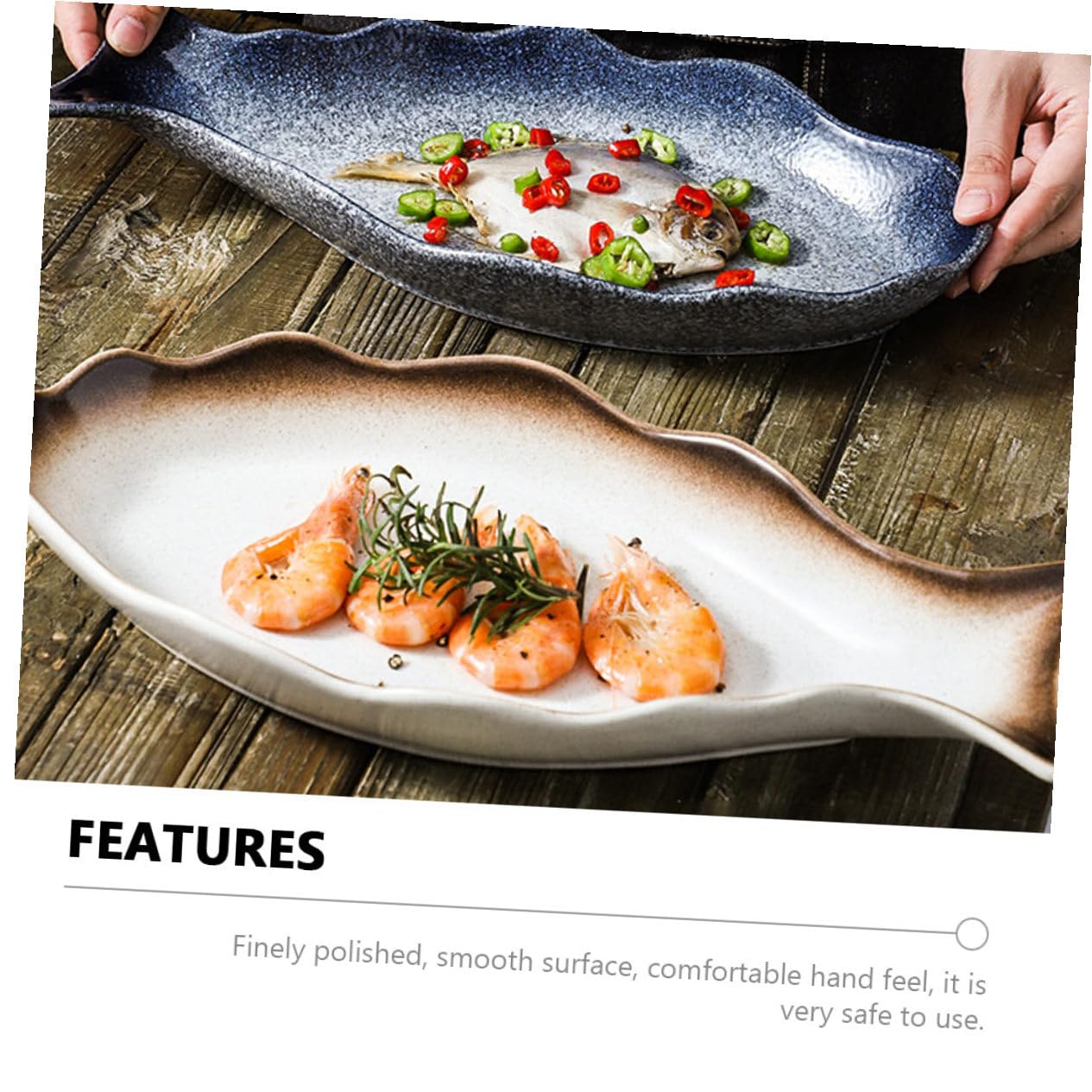 Plato de para Pescado Decorativo y Funcional Color Brillante Superficie Lisa y Pulida Ligero y Compacto para Restaurantes y Hogar Fácil de Limpiar