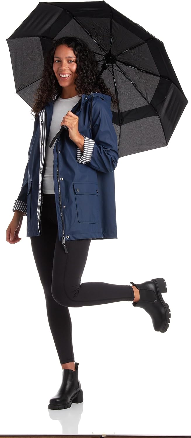 URBAN REPUBLIC Womens Rain Jacket - Lightweight Insulated Water Resistant Slicker Shell Rain Coat Windbreaker for Women