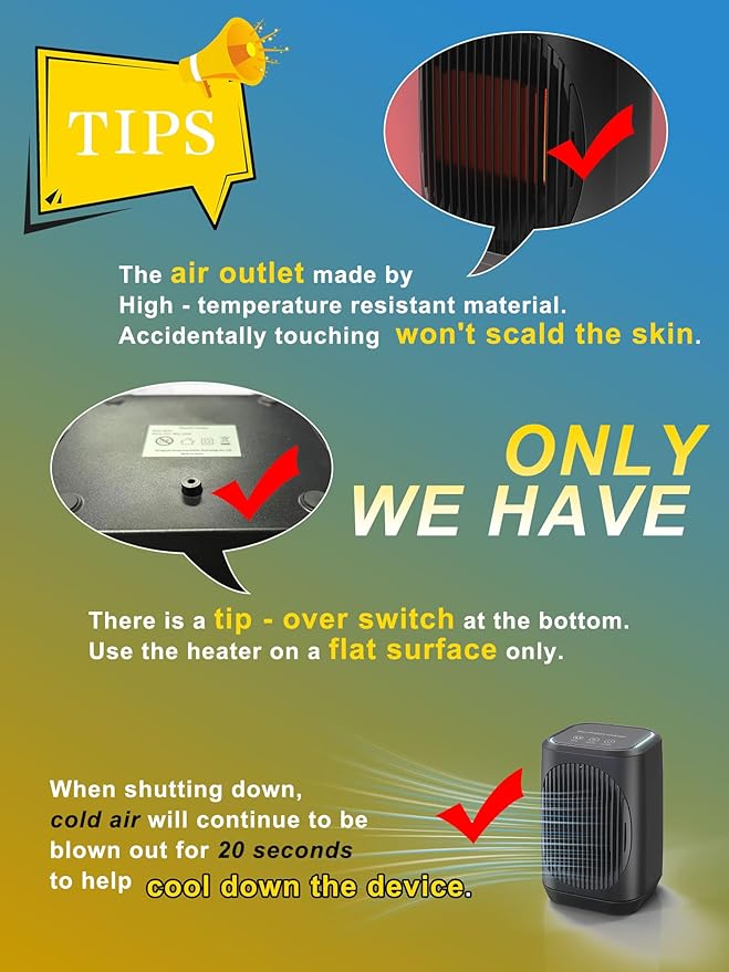 Calefactor Eléctrico Portátil Cerámico PTC 1500W miniatura 8