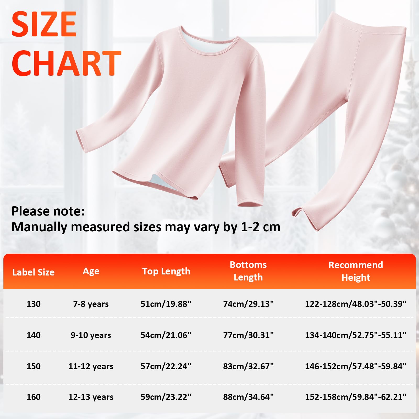 Biancheria Intima Termica Bambino, Set Intimo Termico Ragazzi Ragazze, Maglia e Pantaloni Foderato in Pile 2 Pezzi Abbigliamento Caldo per Sport Sci Autunno Inverno 7-13 Anni