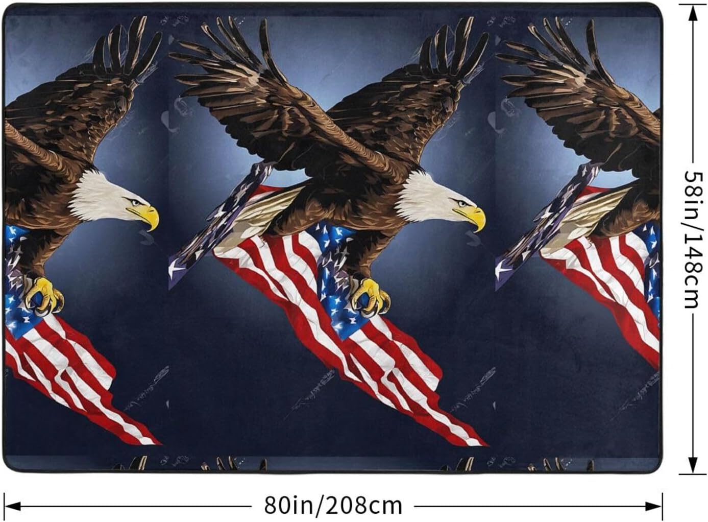 Flannel Non-Slip (North Bald Eagle) Rug Pad 80×50in Soft Washable Protective for Hardwood Floors Bedroom Bathroom Living Room