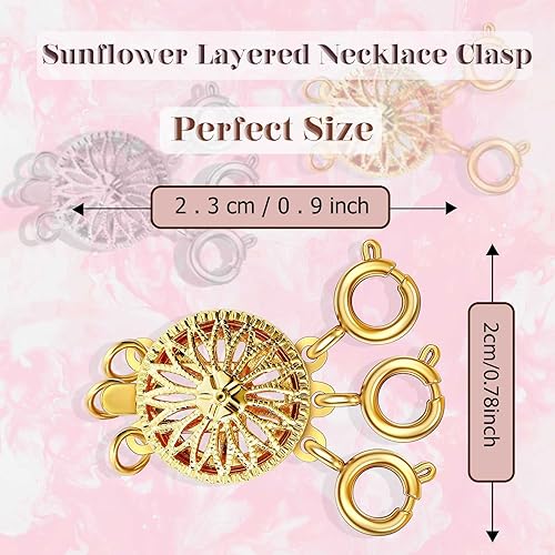 Miniatura 2 de Dailyacc Cierre de collar en capas para mujer, cierre de joyería deslizante de plata y oro de 14 quilates, conectores de pulsera