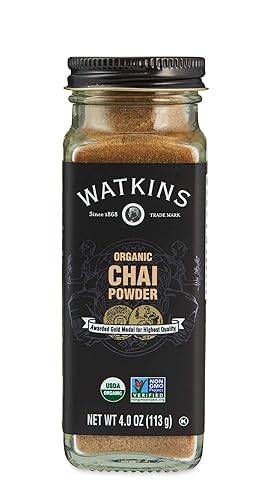 Watkins Tarro de especias orgánicas gourmet, Chai en polvo, sin OMG, Kosher, botella de 4.0 onzas, 1 paquete