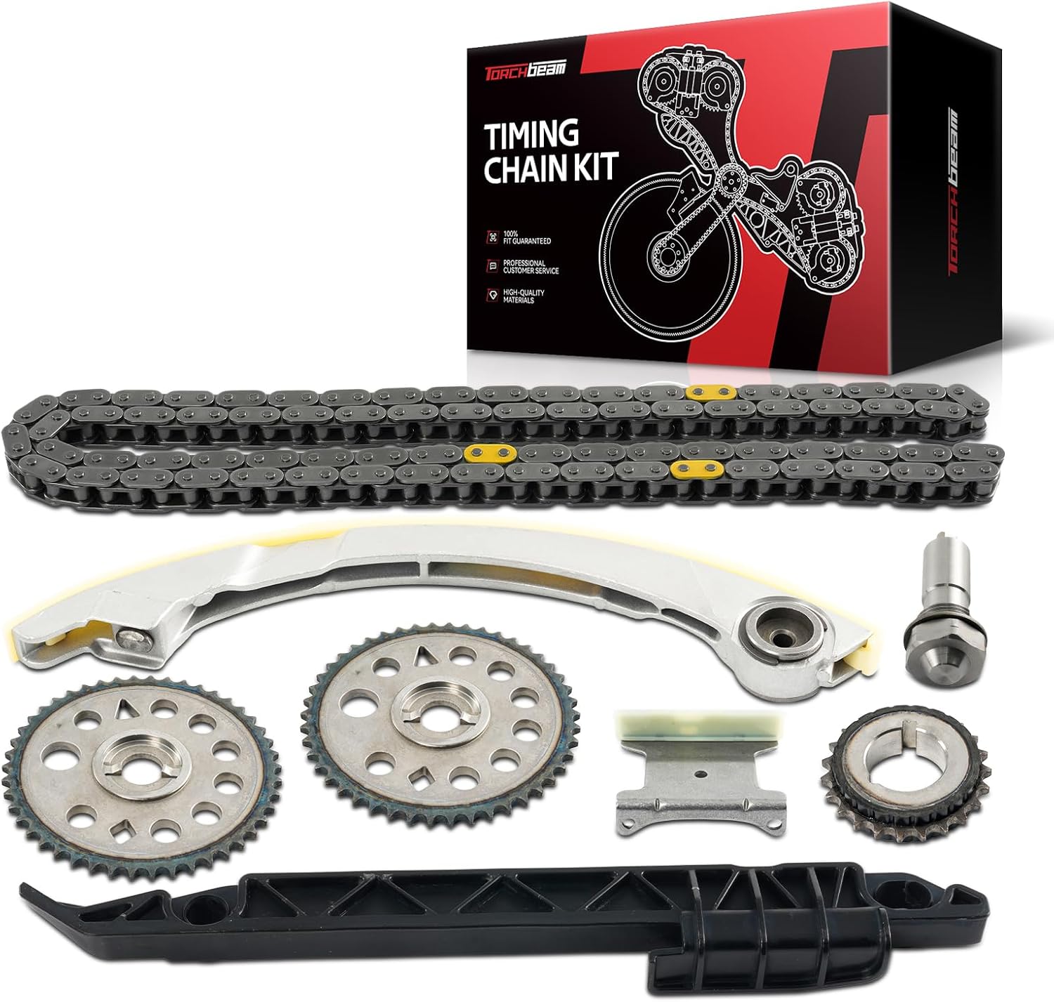 Torchbeam Engine Timing Chain Kit Compatible with Chevrolet Cobalt, Cavalier, Malibu, HHR, Classic, Pontiac G5, Sunfire, Grand Am, Saturn Vue, L200, LW1, LS, Sky, Oldsmobile Alero
