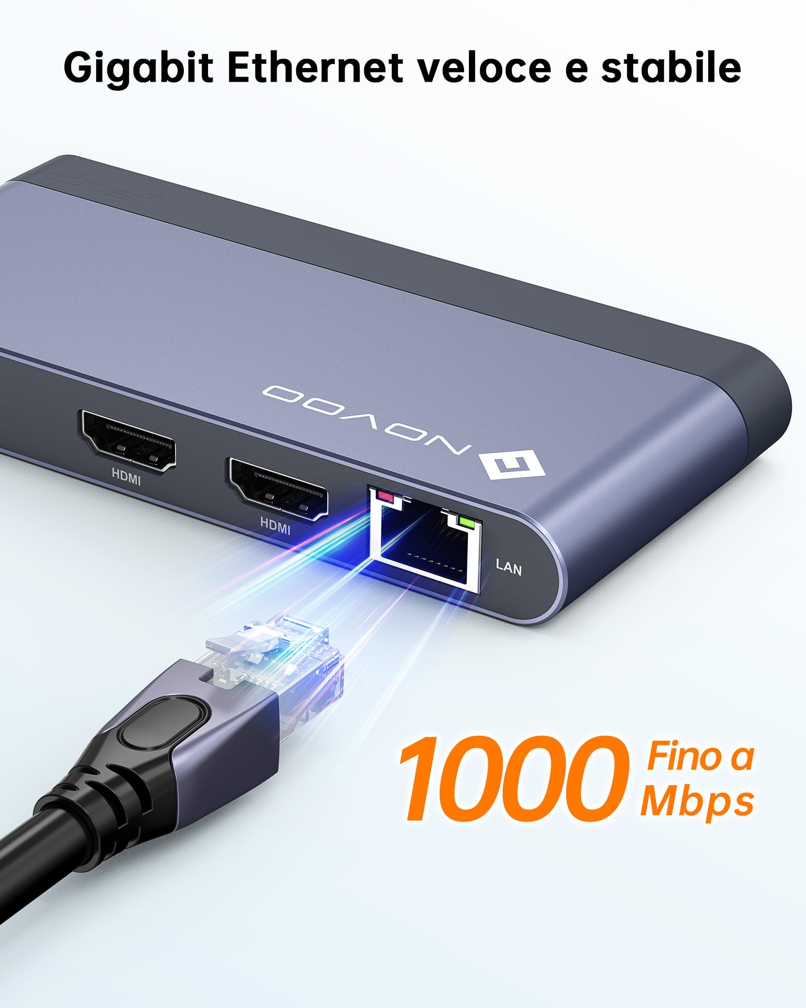 Dual Monitor Laptop Docking Station - 8 in 1 USB C Hub Multiport Adapter with 2 HDMI 4K 60Hz, 1Gbps Ethernet, 100W PD, 2 USB 3.2, SD TF Card Reader Compatible with MacBook/Dell/HP/Lenovo