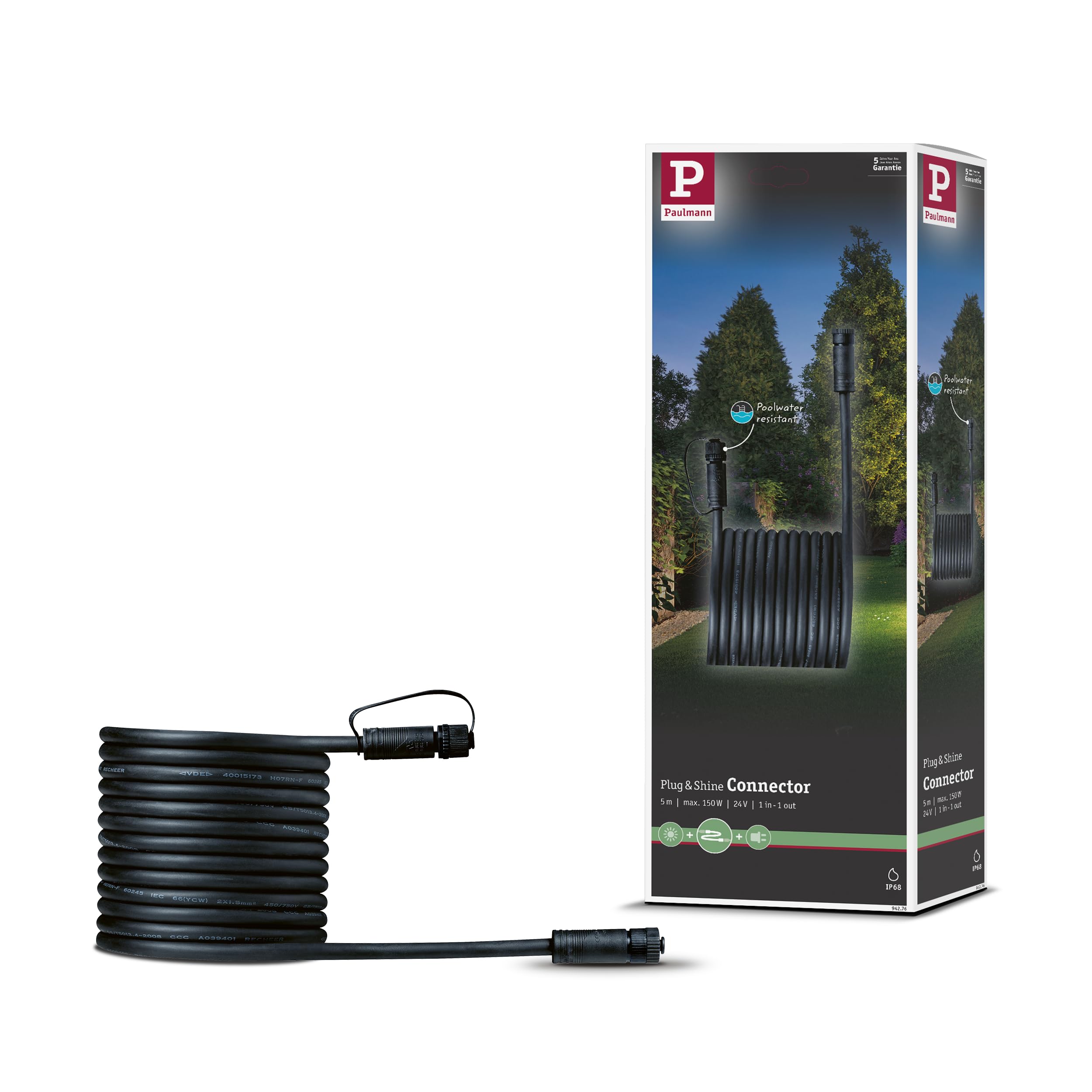 Paulmann 94276 Plug & Shine Kabel 5m IP68 Schwarz