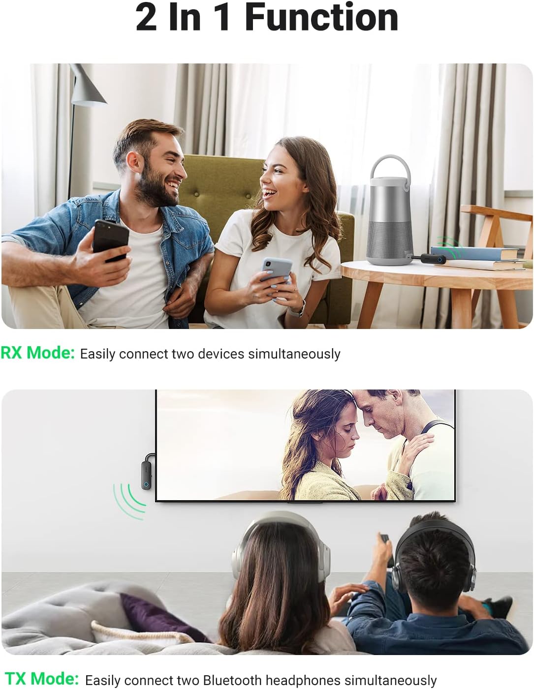 UGREEN Bluetooth 5.0 Adapter in TX and RX modes