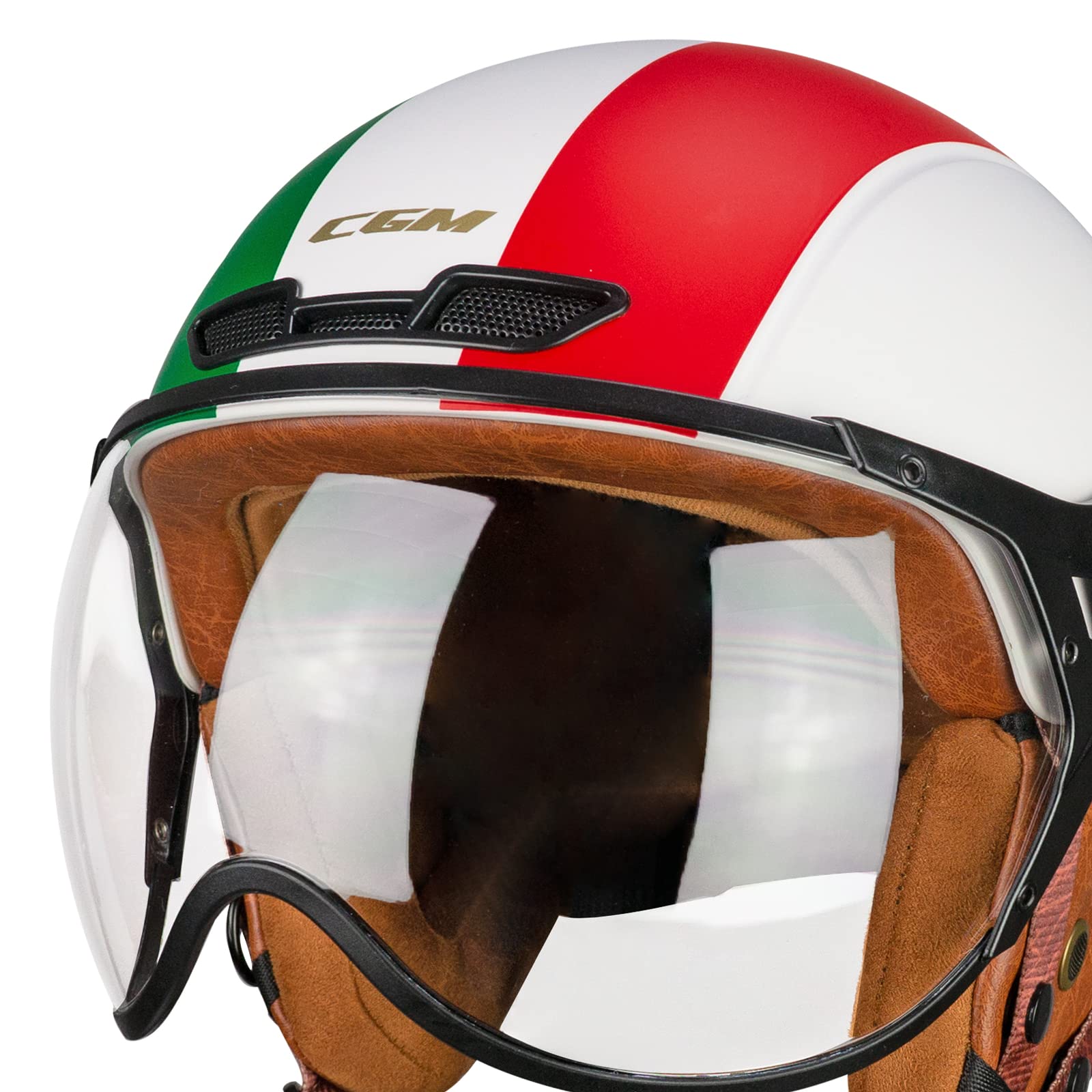 CGM EBI Casque de Ski Unisexe Adulte, Blanc Vert Rouge Mat, S (55-56cm)