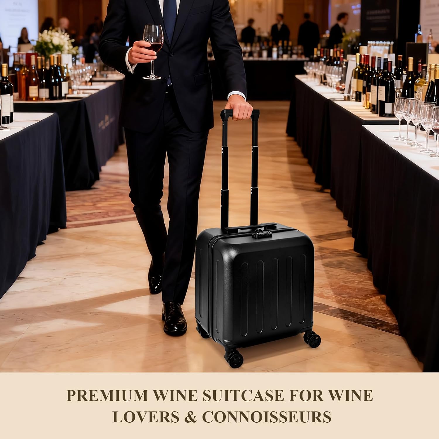 wine luggage 6-Bottle Airline Approved Wine Suitcase, TSA-Friendly Carry-On Luggage with Shockproof Foam | Compact, Lightweight Hard Shell Travel Case for Secure Airplane Transport
