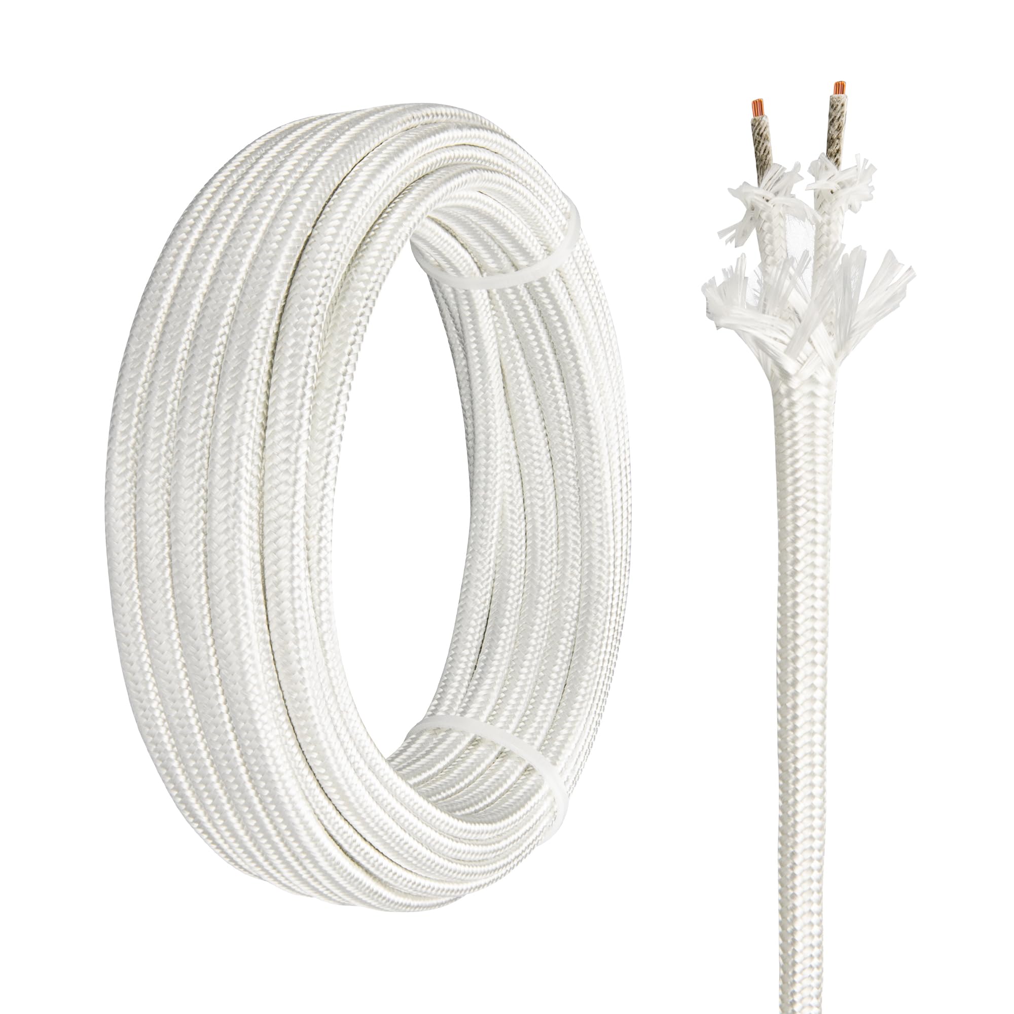 URCIANOW 0.75mm 2 core Mica Cable 10M High Temp Wire Insulated 500 Degrees Celsius High Temperature Braided Wire Cable White