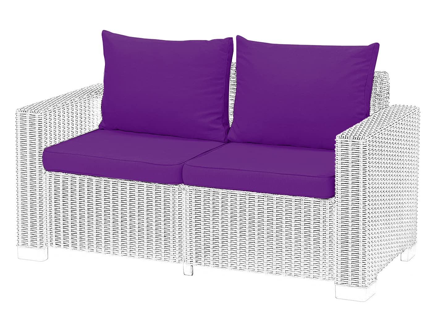 1,2 or 3 Seater Replacement Seat Cushion Pads for Keter Allibert California Rattan Outdoor Furniture | Water Resistant Rattan Patio Set Sofa Cushions Pads (2 Seater, Purple)