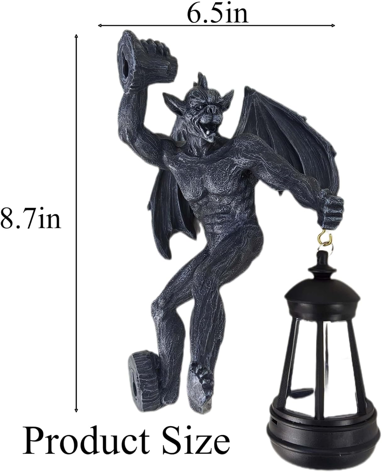 Dragon Winged Gargoyle Tree Hugger with Solar Lantern Gothic Lamp Wall Fence Hanger Decor Garden Statue Yard Patio Unique Perfect Present for Women Mom Grandma - Image 7