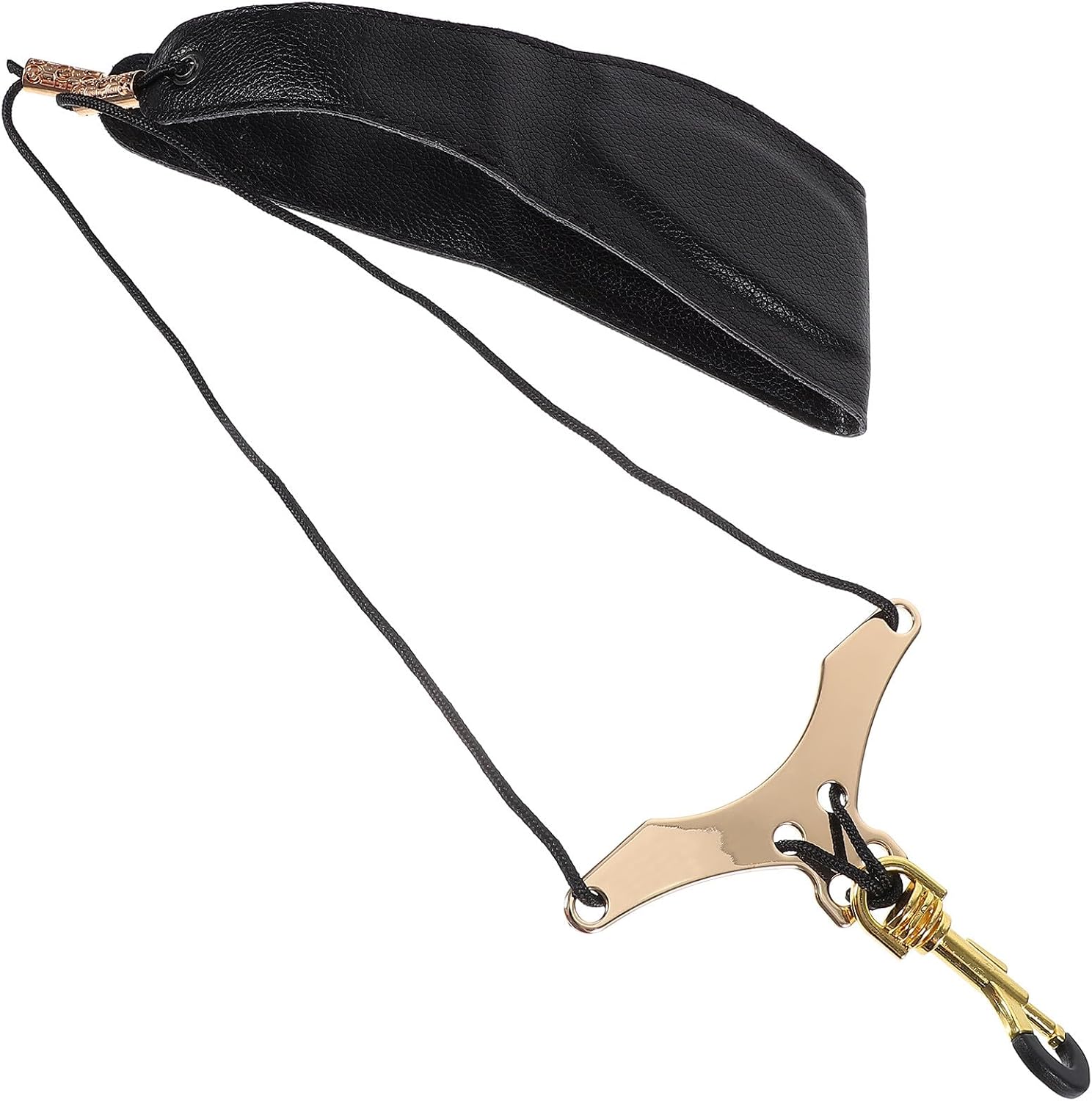 Beavorty Adjustable Alto Sax Neck Strap with Soft Leather Padding, Padded Saxophone Neck Strap for Woodwind Instruments, Comfortable Black Saxophone Accessory for Performance and Practice