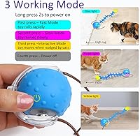 Vista 4 de Interactive Cat Toys Ball for Indoor Cats Fast Rolling on Carpet, Chirping & Motion Activate Cat Toys (Blue Centipede)