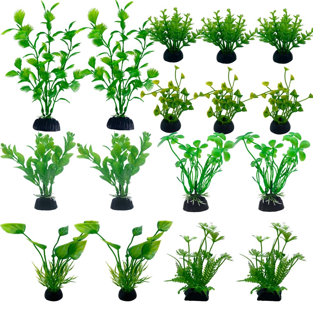 LANCARE Aquarium Fish Tank Plastic Plants, 16 Pcs Artificial Plants for aquarium Fish Tank Decor - Image 2
