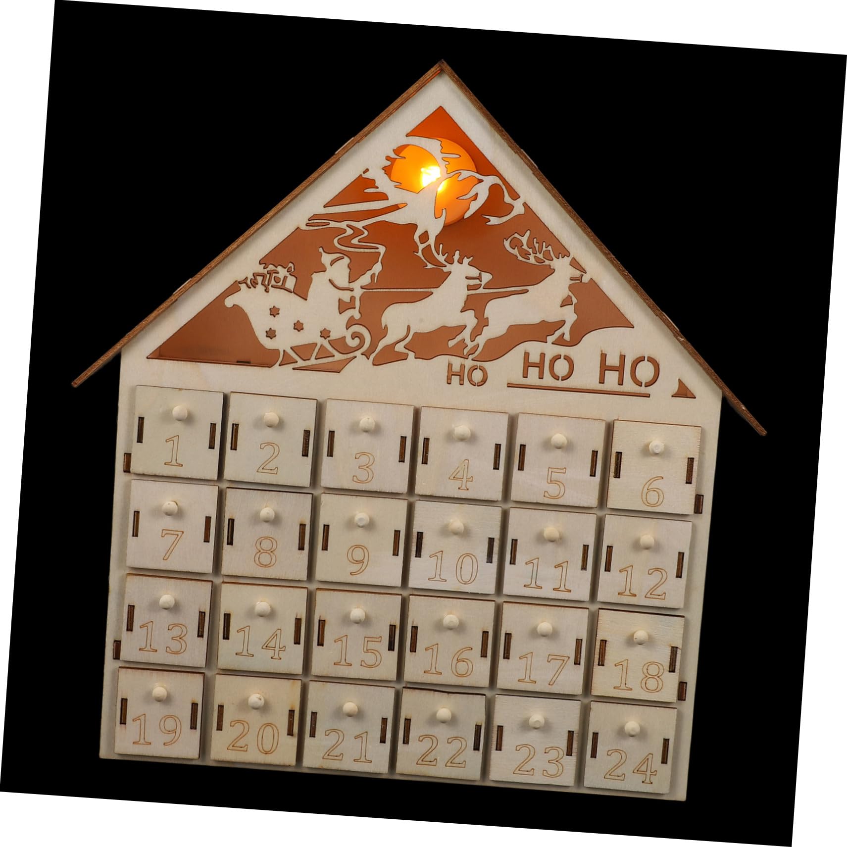 MAGICLULU 24cassetto Calendario del Conto alla Rovescia di Natale in Legno Calendario Avvento Illuminato Decorazione Natalizia Rustica Riutilizzabile per Famiglia