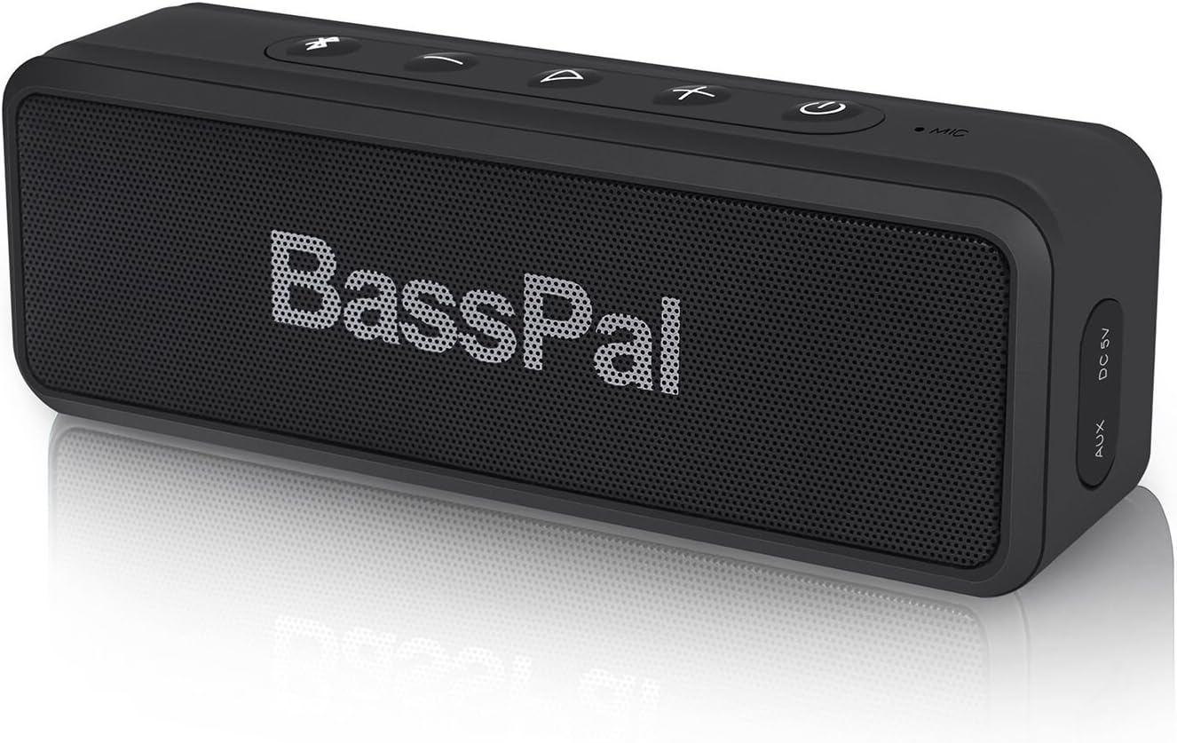 BassPal Bluetooth Speaker, SoundRo X3 Portable Wireless Bluetooth 4.2 Speakers with HD Sound and Rich Bass, 24-Hour Playtime, Built-In Mic, IPX6 Waterproof Speakers for Outdoor, Party, Travel(Black)