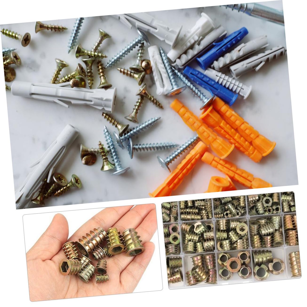 CHILDWEET 460pcs Nut Assortment Wood Insert Nuts for Furniture Socket Inserts and Resistant for Indoor and Outdoor Use
