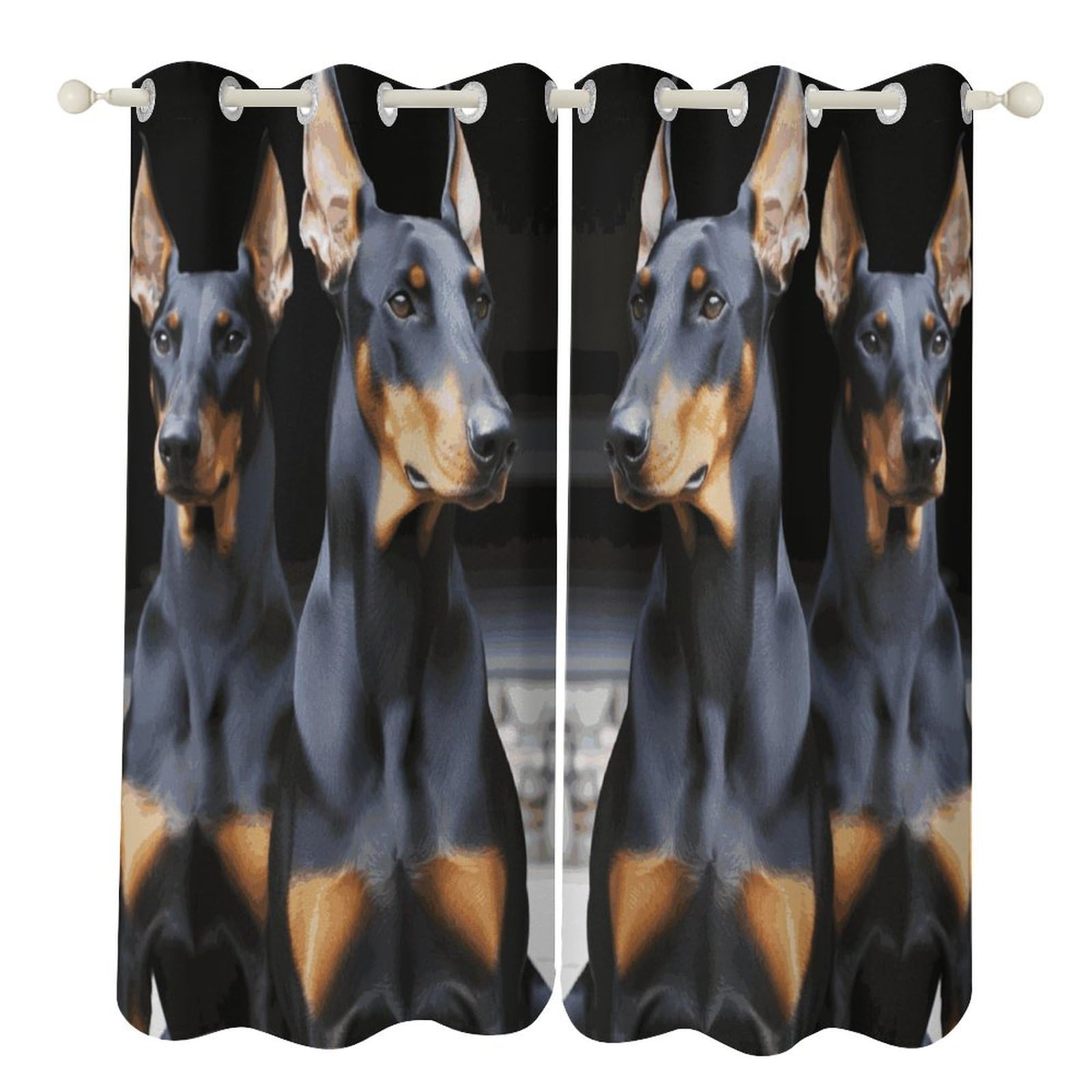 Rideaux occultants pour salon Doberman œillets bleu marine de nuit