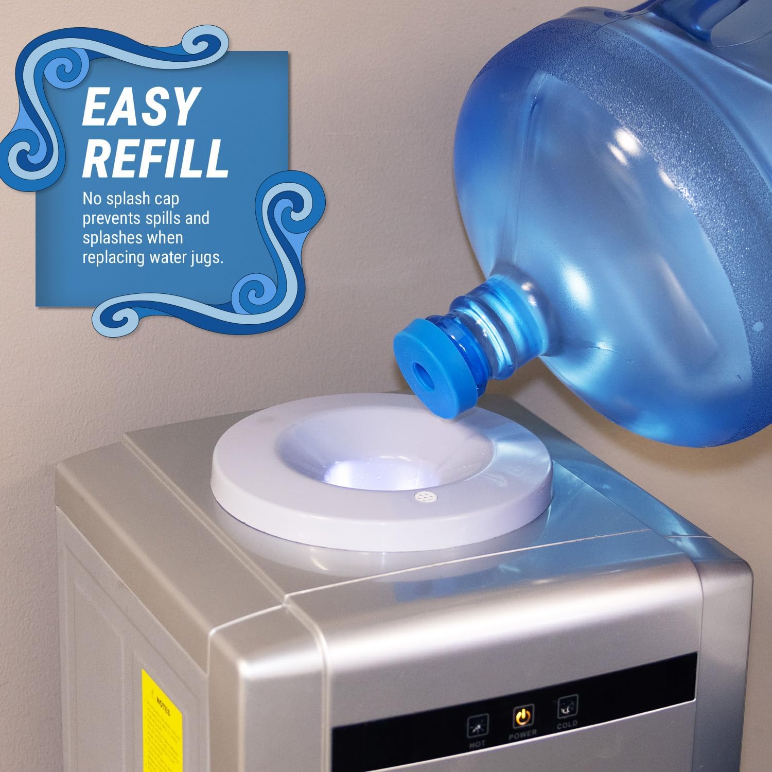 TERA PUMP TRRWC02 Reusable No-Splash Cap for 48mm Screw Top Snap on Crown Top, 3 Gallon to 6 Gallon Bottle Water Dispensers with Probes