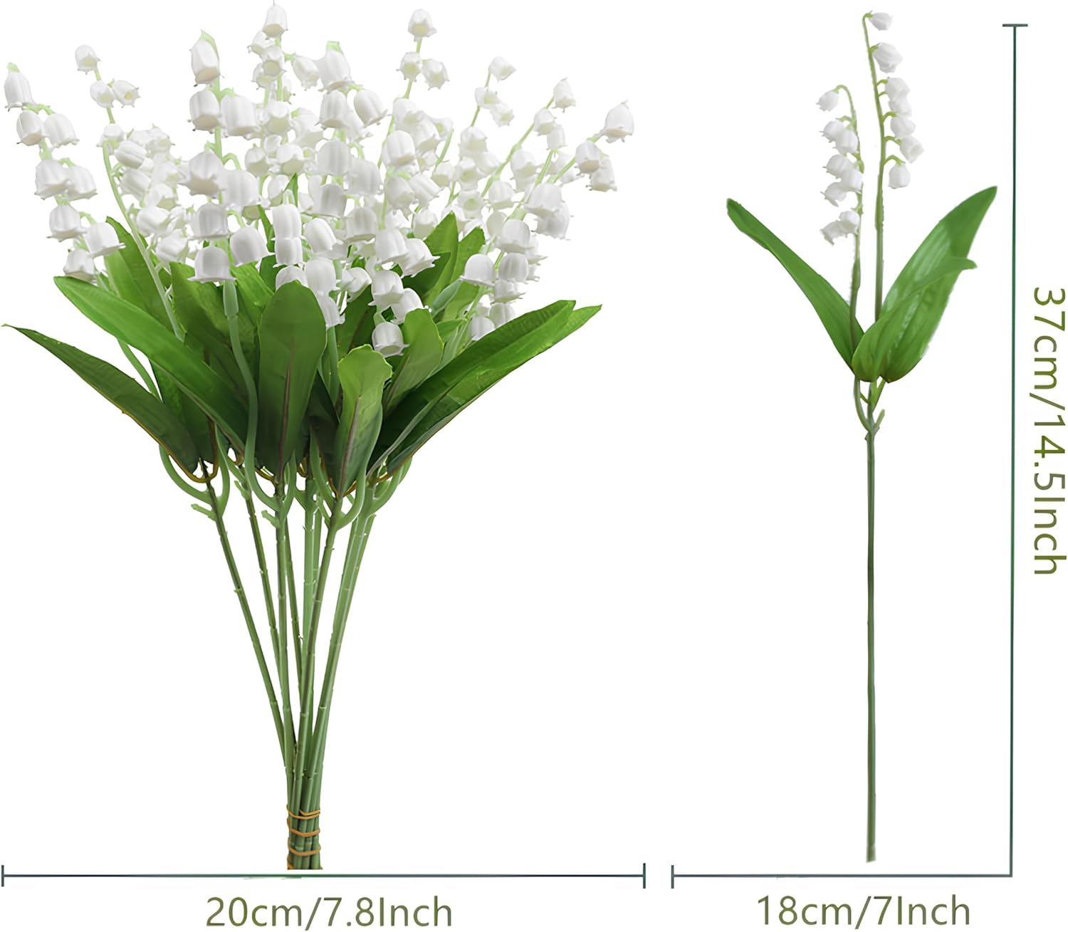 Qivine 18Pcs Artificial Lily of The Valley, White Chimes Orchid, Lily of The Valley Plant, Wedding Bouquet Latex Flower, Artificial Flora for Home, Party Wedding Decor Indoor