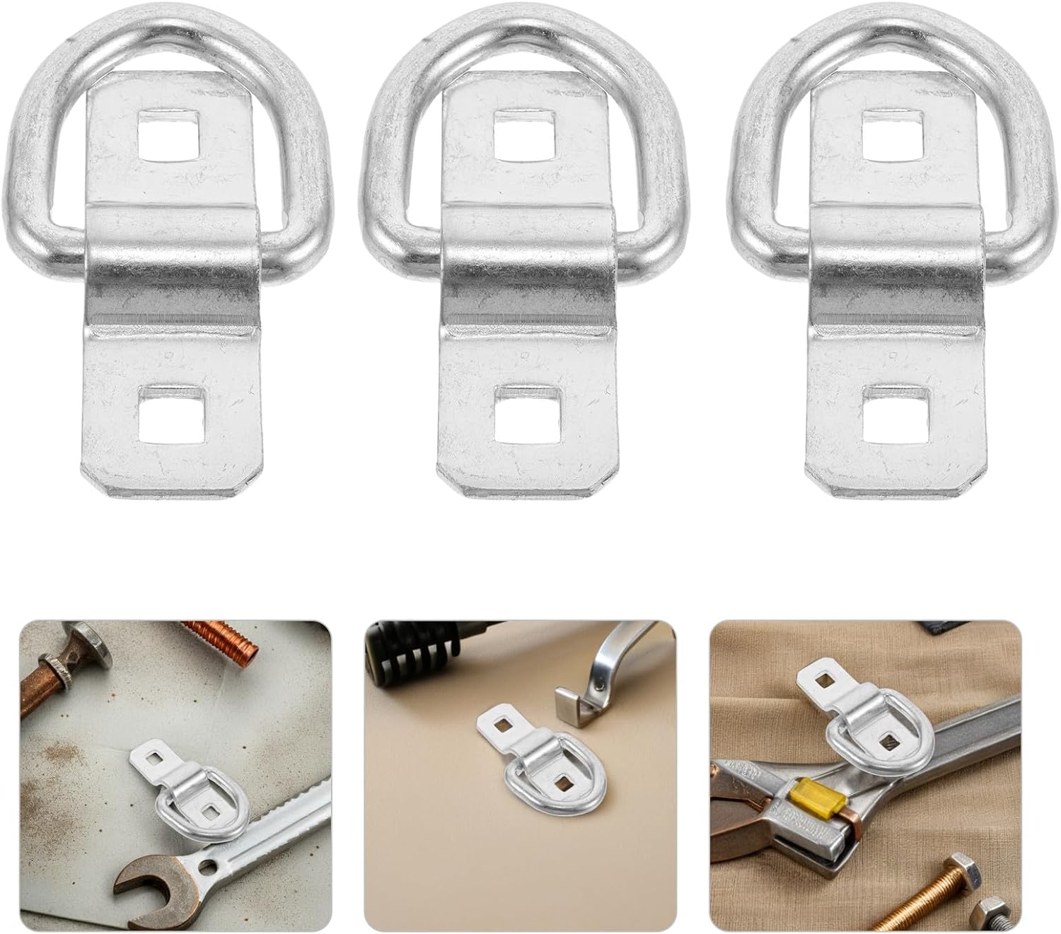 UPKOCH Heavy Duty Trailer Tie Down Anchors 5pcs Small Cargo Lashing Rings D-Ring Hooks for Truck Bed and Trailer Deck Cargo Securement