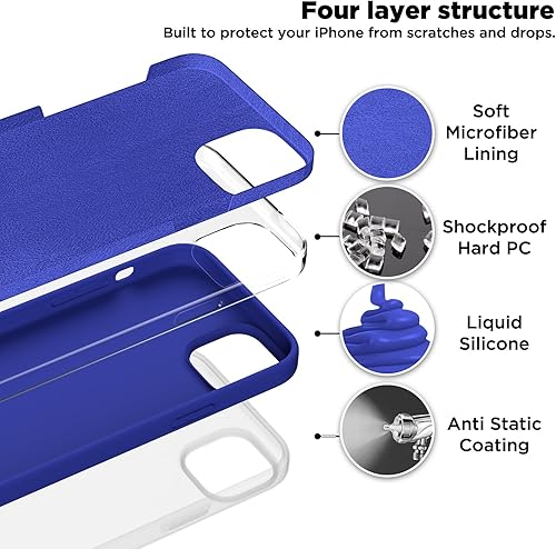 Miniatura 4 de Compatible con iPhone 15, funda de silicona líquida, funda protectora de cuerpo completo a prueba de golpes forro de microfibra suave antiarañazos,