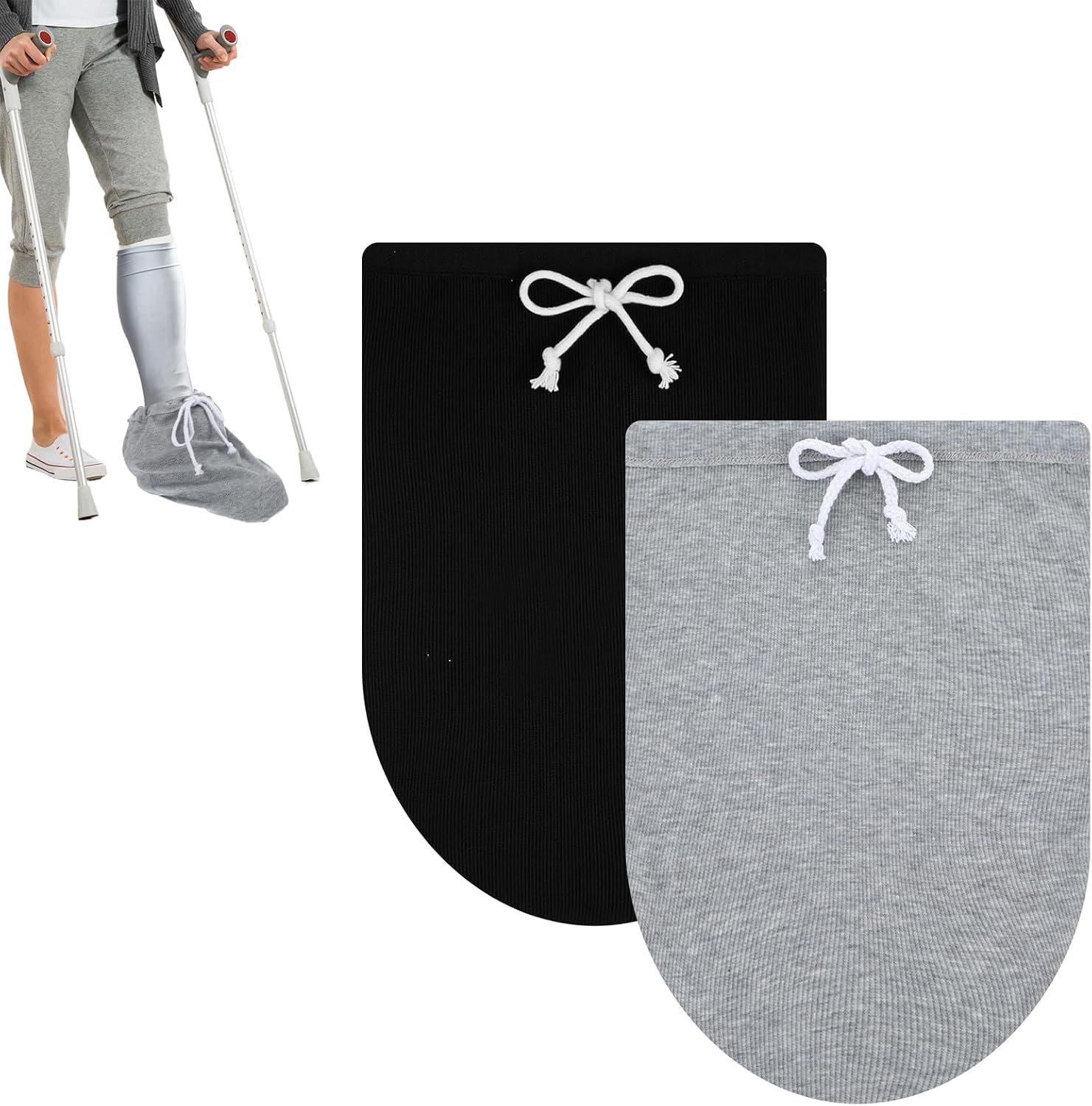 2PCS Cast Sock Cover for Foot, Adjustable Drawstring Leg Cast Sock, Toe Cover Socks Leg Casts Covers Below the Knee, Plaster Socks for Feet, Suitable for Men and Women