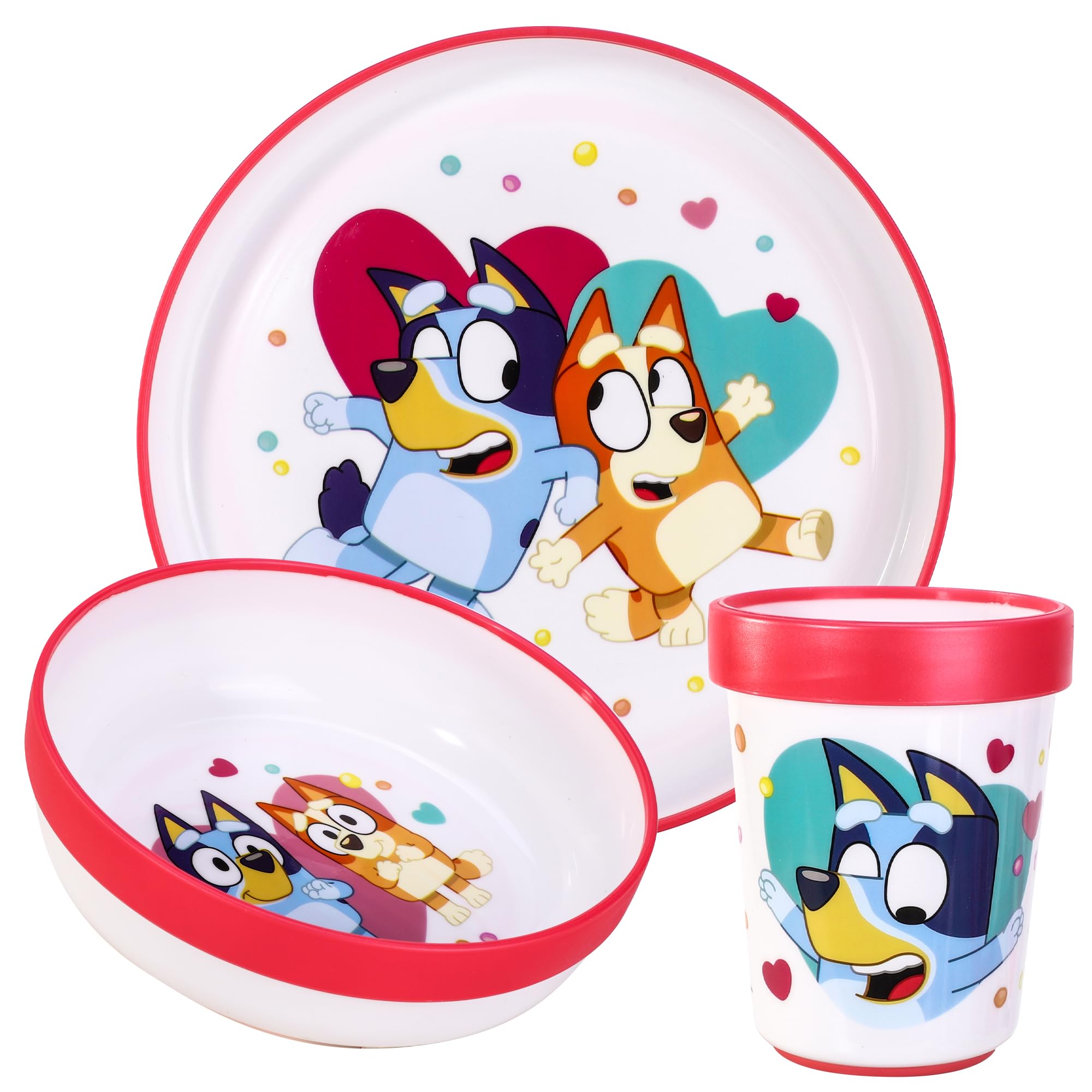 Bluey 3 Piece Reusable Bicolor Kids Dinner Tableware Set - 100% BPA-Free