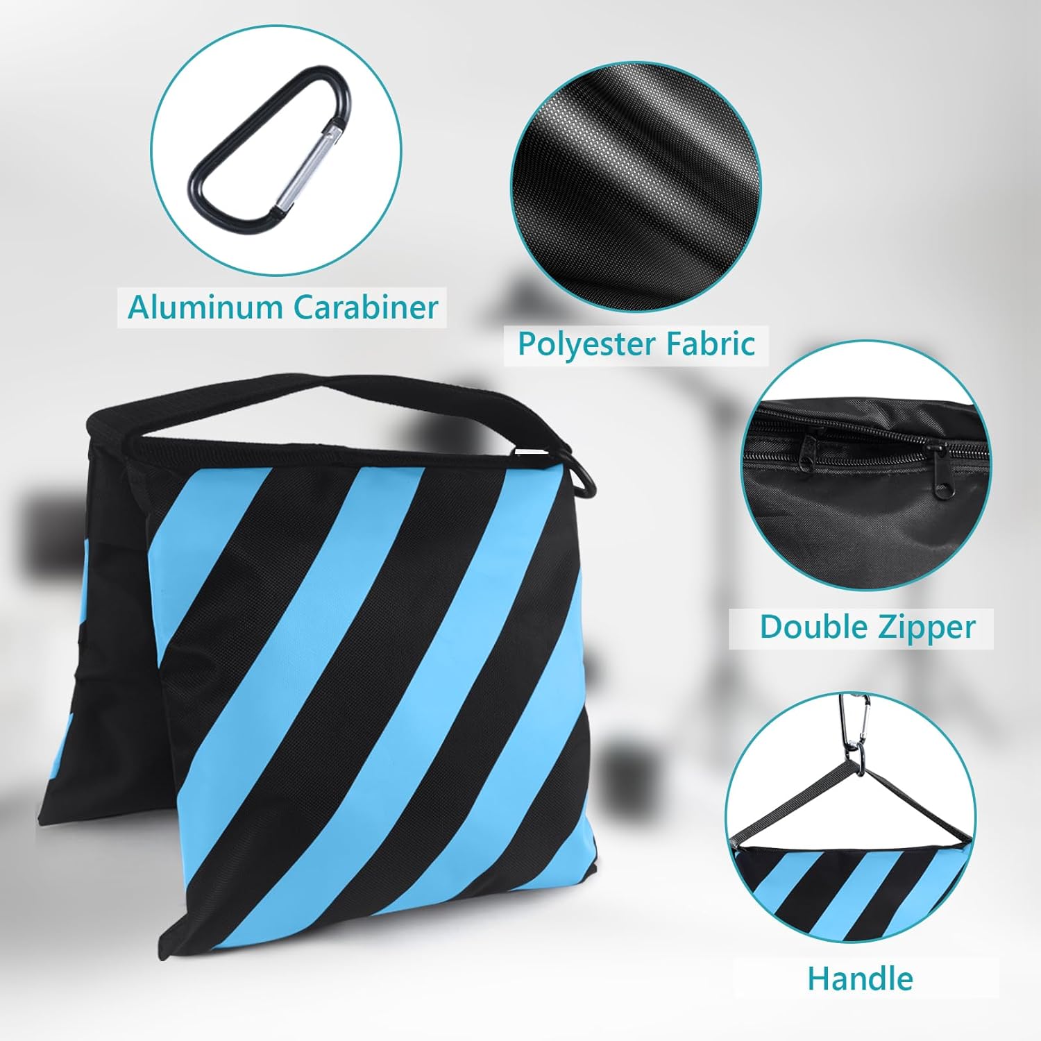 ABCCANOPY Photography Sandbag for Video Stand, Heavy Duty Weight Bags for Light Tripod, Camping Chair, 4 Packs (Sky Blue) No Sand