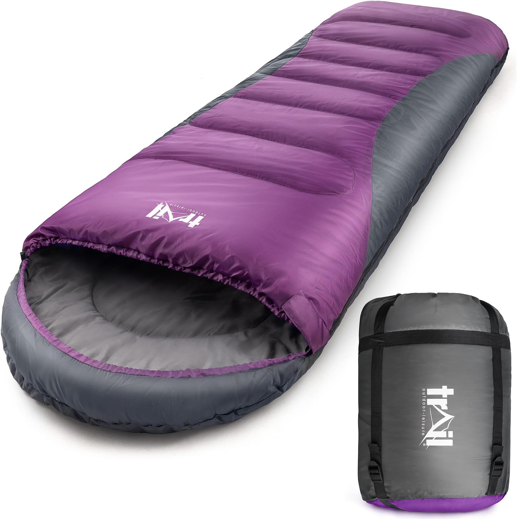 Trail Alpine 400 Hooded Sleeping Bag, 400gsm for 4 Season Winter Camping, Lightweight & Water-Resistant, Polycotton Lined, Compression Sack Included, Standard & XL Sizes