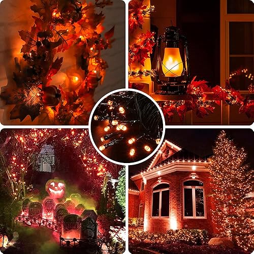 Miniatura 5 de Cadena de 300 luces LED de Acción de Gracias con certificación UL luces de Navidad naranjas impermeables para exteriores decoración de otoño para