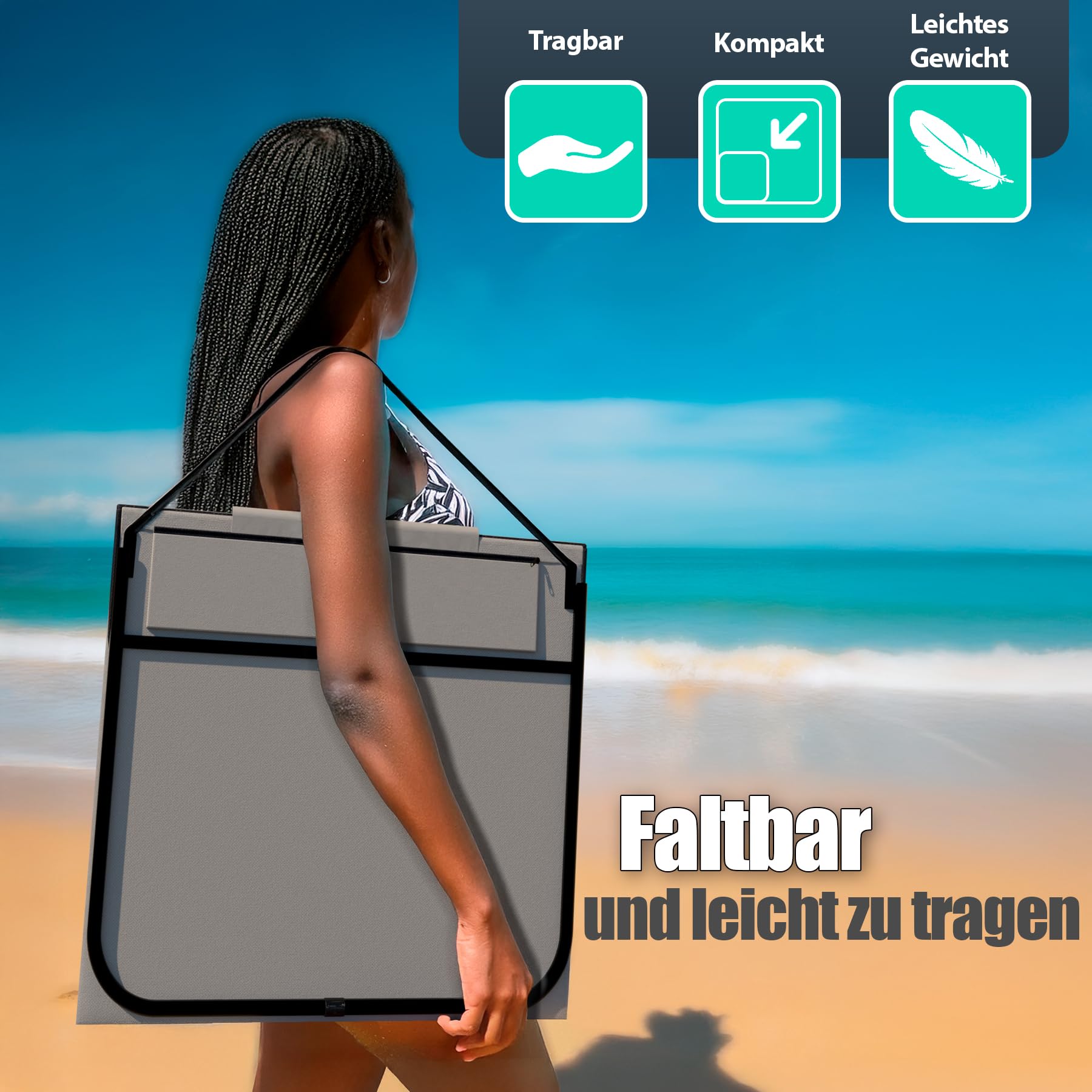 BigDean Strandliege 2er Set Strandstuhl klappbar leicht nur 1,3 kg - Strandmatte tragbar und gepolstert