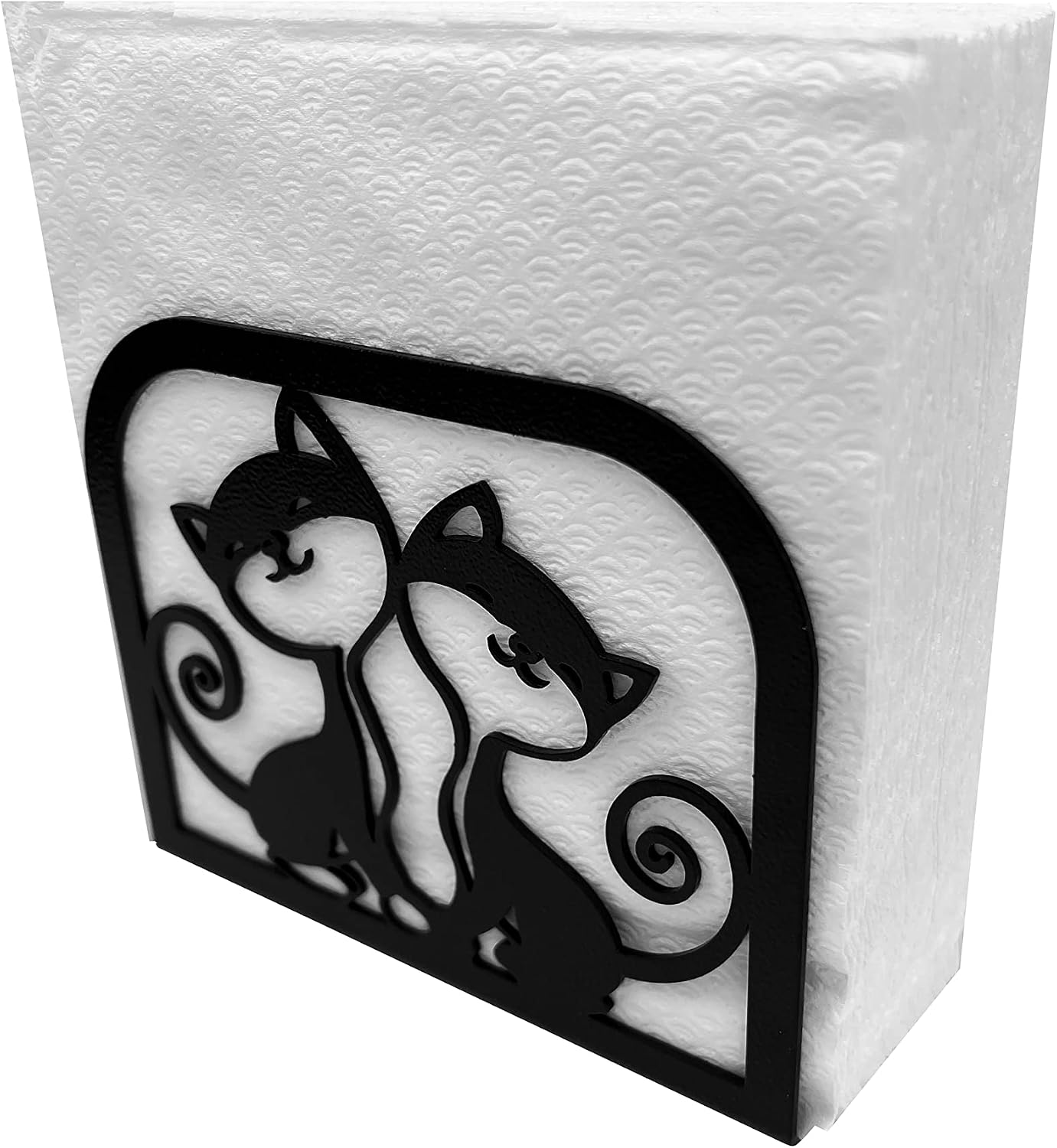 Napkin Dispenser - Modern Kitchen Decor - Paper & Tissue Holder for Farmhouse Table - Twin Kitten
