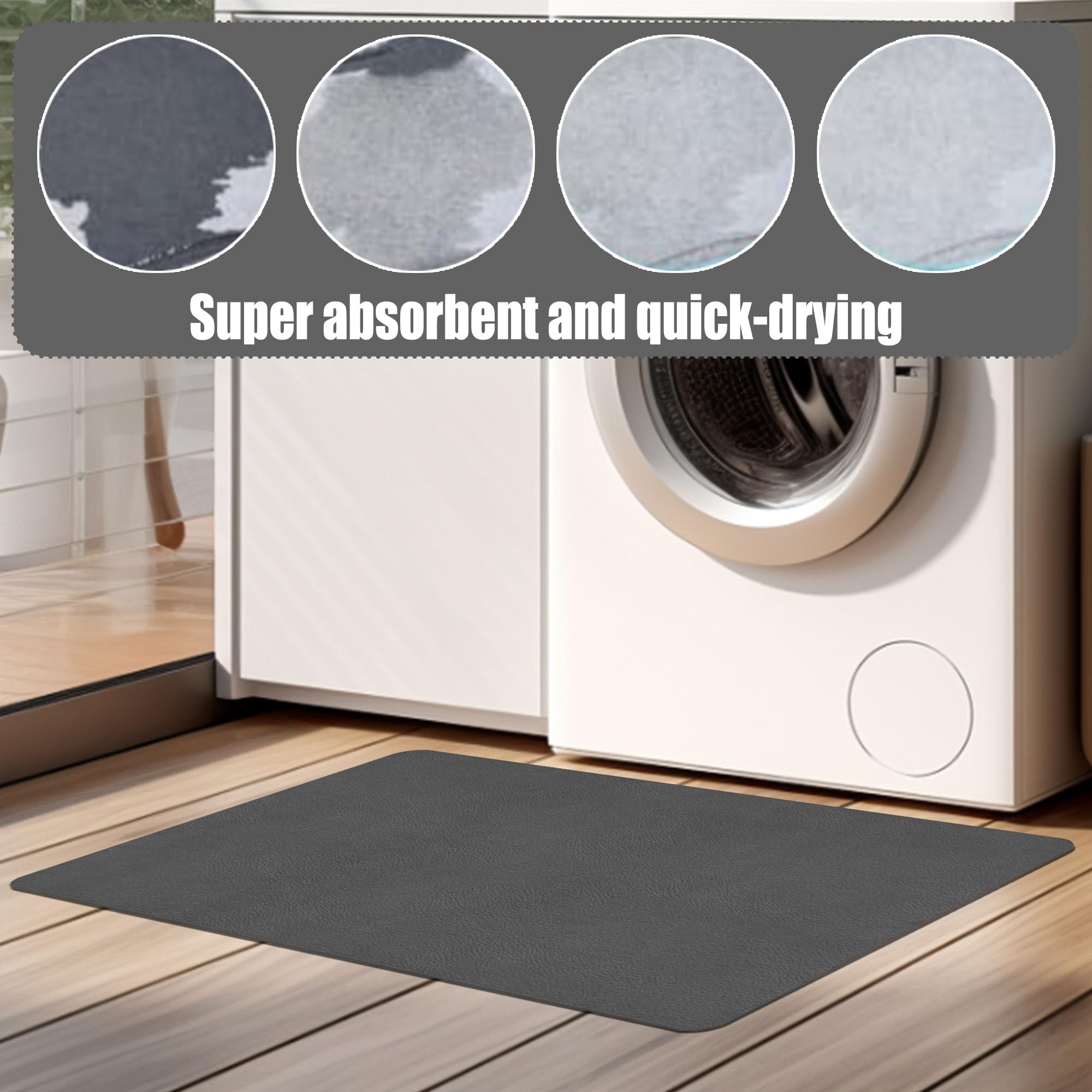 Tappeto Bagno Diatomite 50 x 120 cm Antiscivolo Tappetini da Bagno per Doccia Antimuffa per Pavimento Del Cucina, Piatti, Piante O Animali Domestici, Grigio Scuro