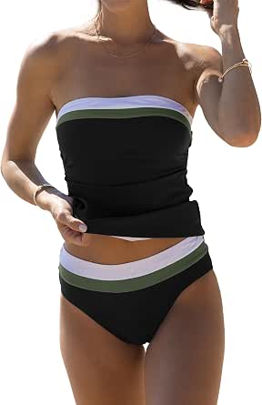 Beachsissi Set Tankini Donna Con Controllo Della Pancia – Colore Rosa Scuro, Senza Spalline, Taglia L – Con Reggiseno Imbottito – Perfetto Per Spiaggia E Piscina - 3