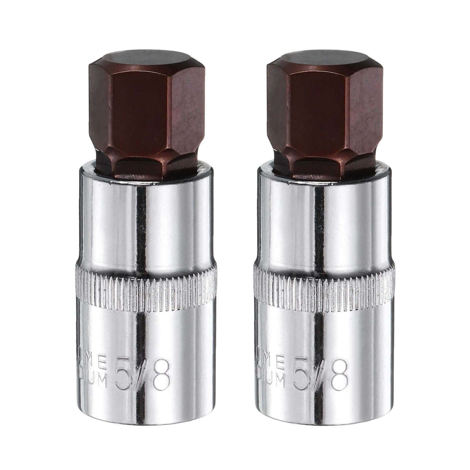 sourcing map 2pcs 5/8" Hex Bit Socket 1/2" Square Drive SAE Extension Impact Bit Power Nut Driver Set S2 & CR-V Steel Socket Ratchet Wrench Bits