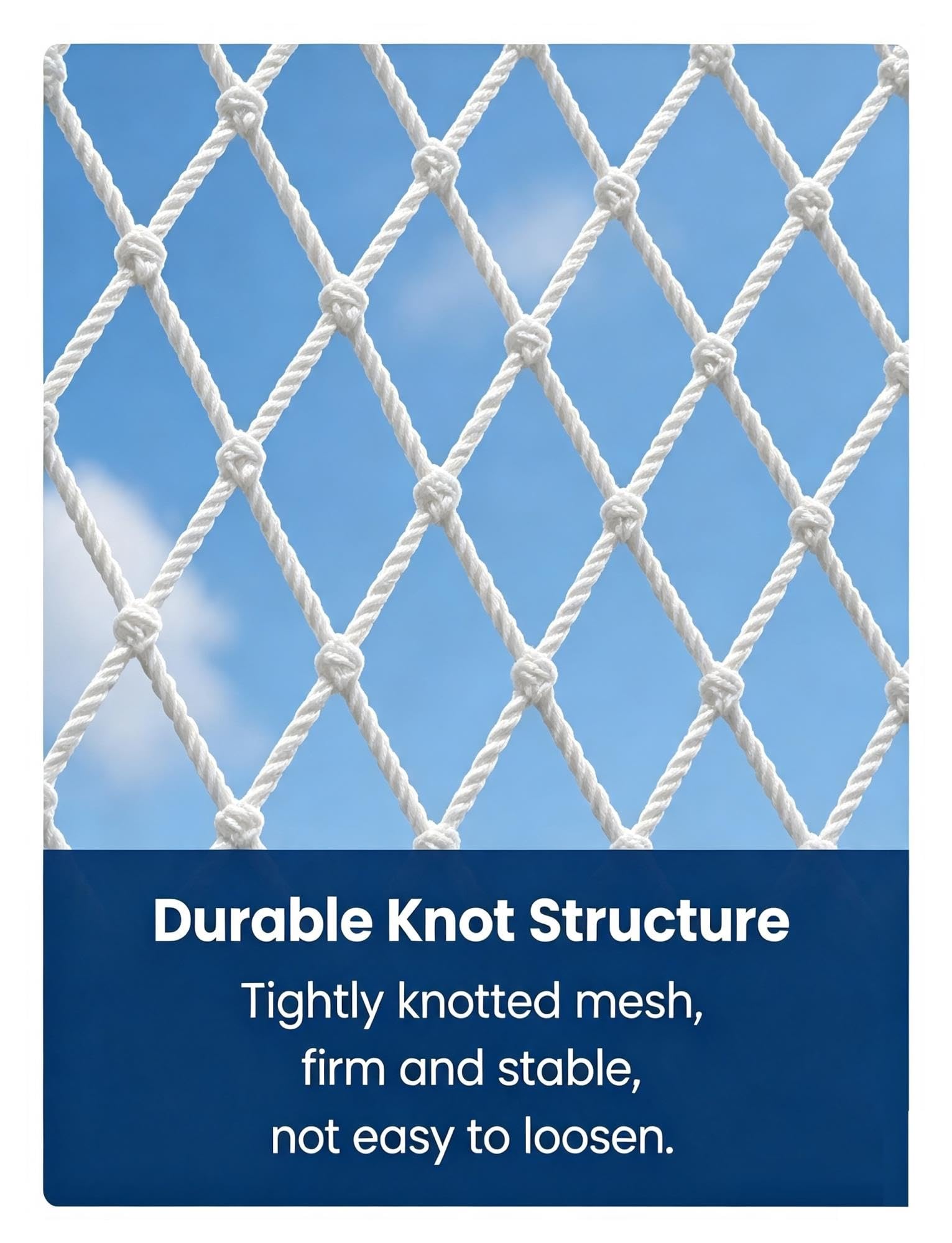 Nylon Schutznetz 5cm Masche Seilnetz Balkon Treppe Außen | Robustes Netz mit 8mm/10mm Seildurchmesser für Balkon, Garten, Baustelle und Trennbereiche(Rope D 0.8cm/8x9m)