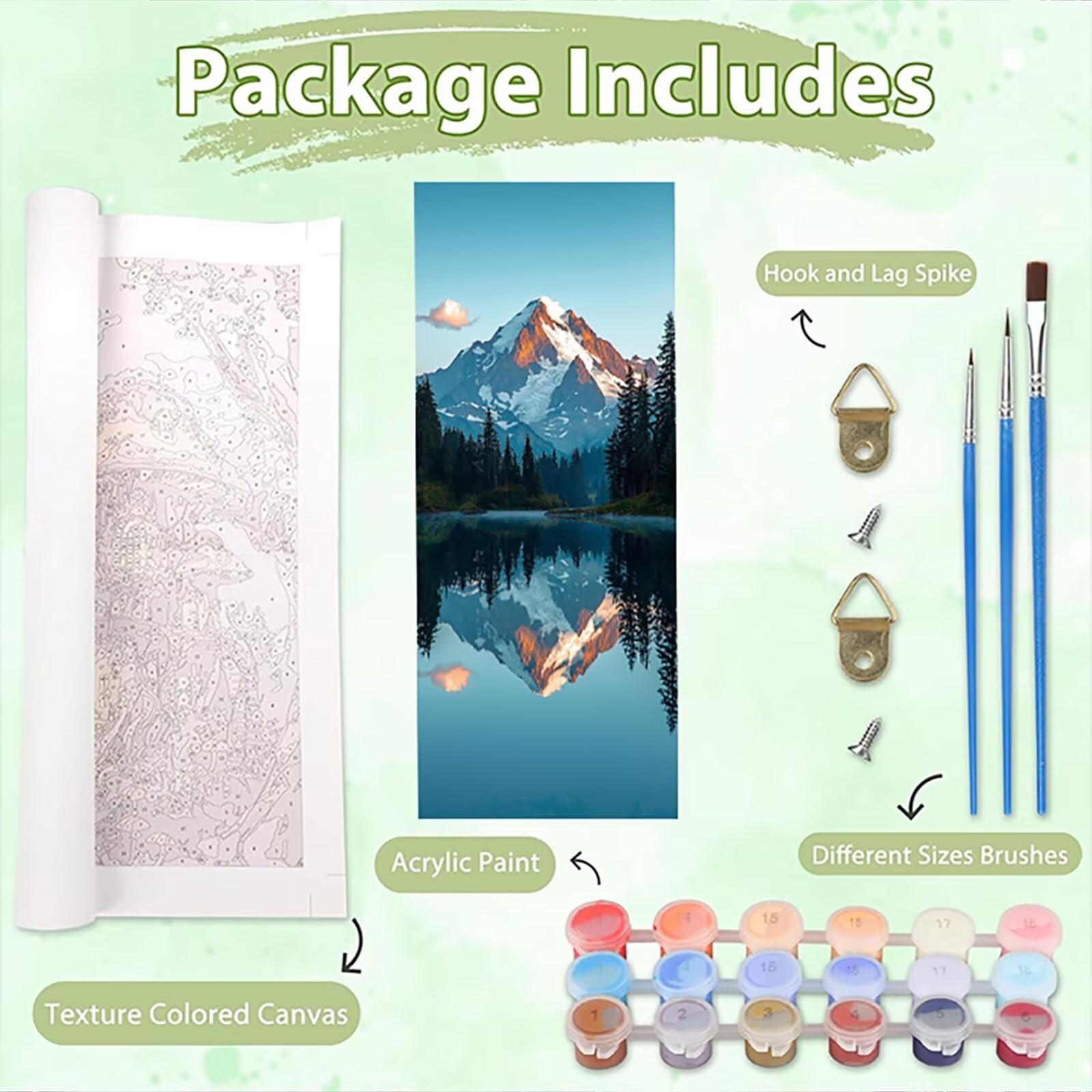 Malen Nach Zahlen 50x150cm Leinwand Fuji-Berg Malen Nach Zahlen Erwachsene mit Ohne Rahmen, DIY Kreativ Set für Erwachsene mit Pinseln und Acrylfarbe, Zimmer Deko See Landschaft Geschenk, P0M-905