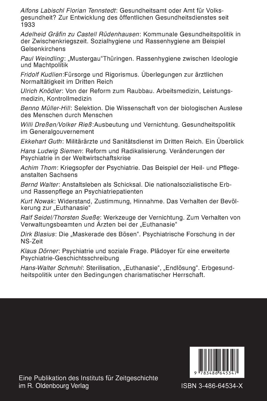 Medizin und Gesundheitspolitik in der NS-Zeit (Schriftenreihe der Vierteljahrshefte für Zeitgeschichte Sondernummer)
