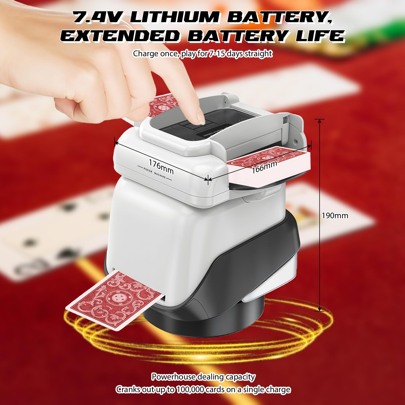 Repartidor y Mezclador de Cartas Automático – Máquina Eléctrica para Mezclar Cartas para 1-4 Barajas – Recargable 2000mAh, Silencioso – para Póker, Blackjack, Texas Hold'em