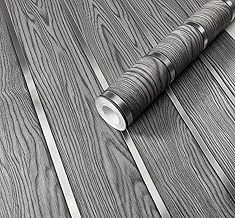 Self Adhesive 3D Wood Panel Wallpaper Roll 45 x 500 cm Waterproof Peel and Stick Vinyl Wall Sticker for Living Room, Bedroom, Cabinet & Furniture Décor (Grey Silver Wooden) (Pack of 1)
