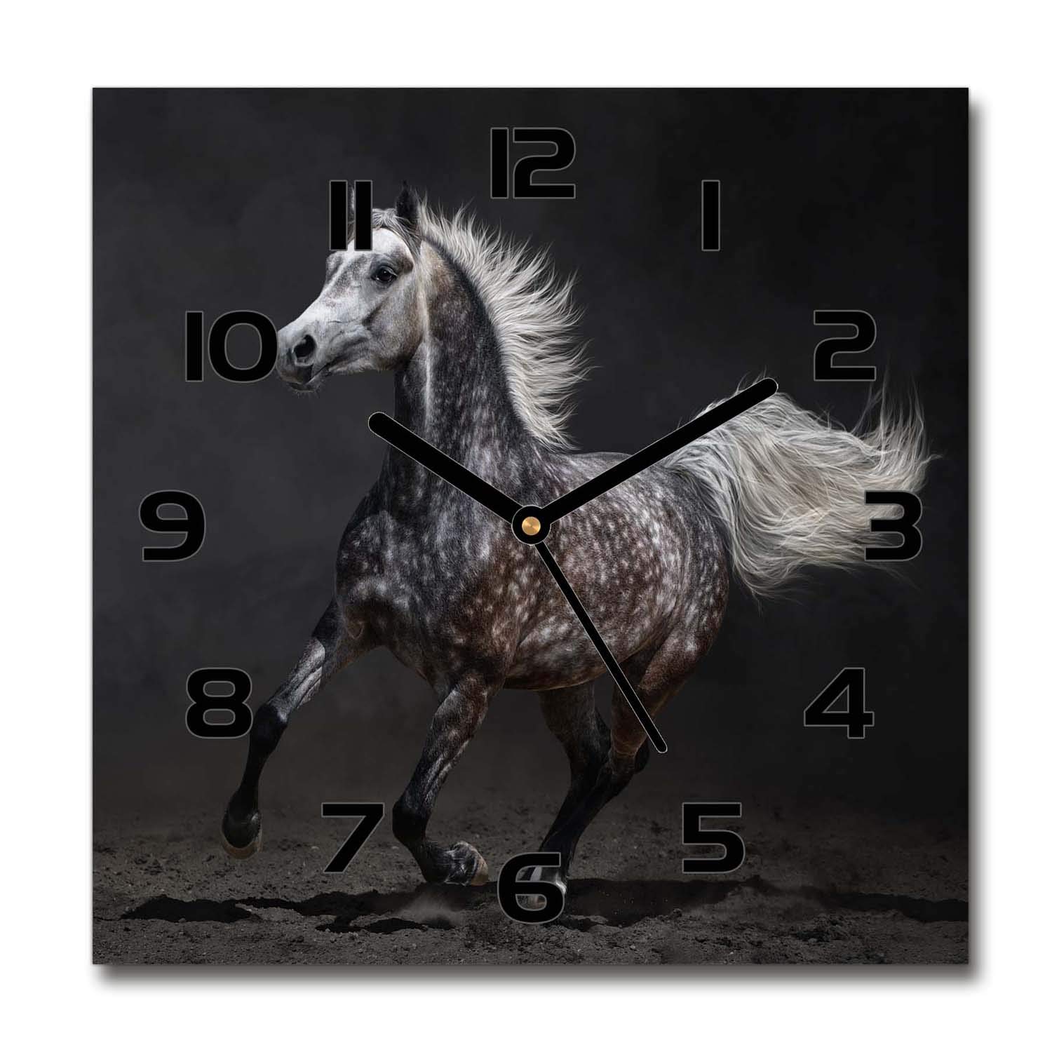 Horloge en verre silencieuse Tulup motif cheval pour une déco de salon zen
