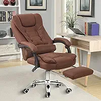 Cadeira de escritório presidente, cadeira de home office com apoio para os pés e encosto ajustável(Marrom)