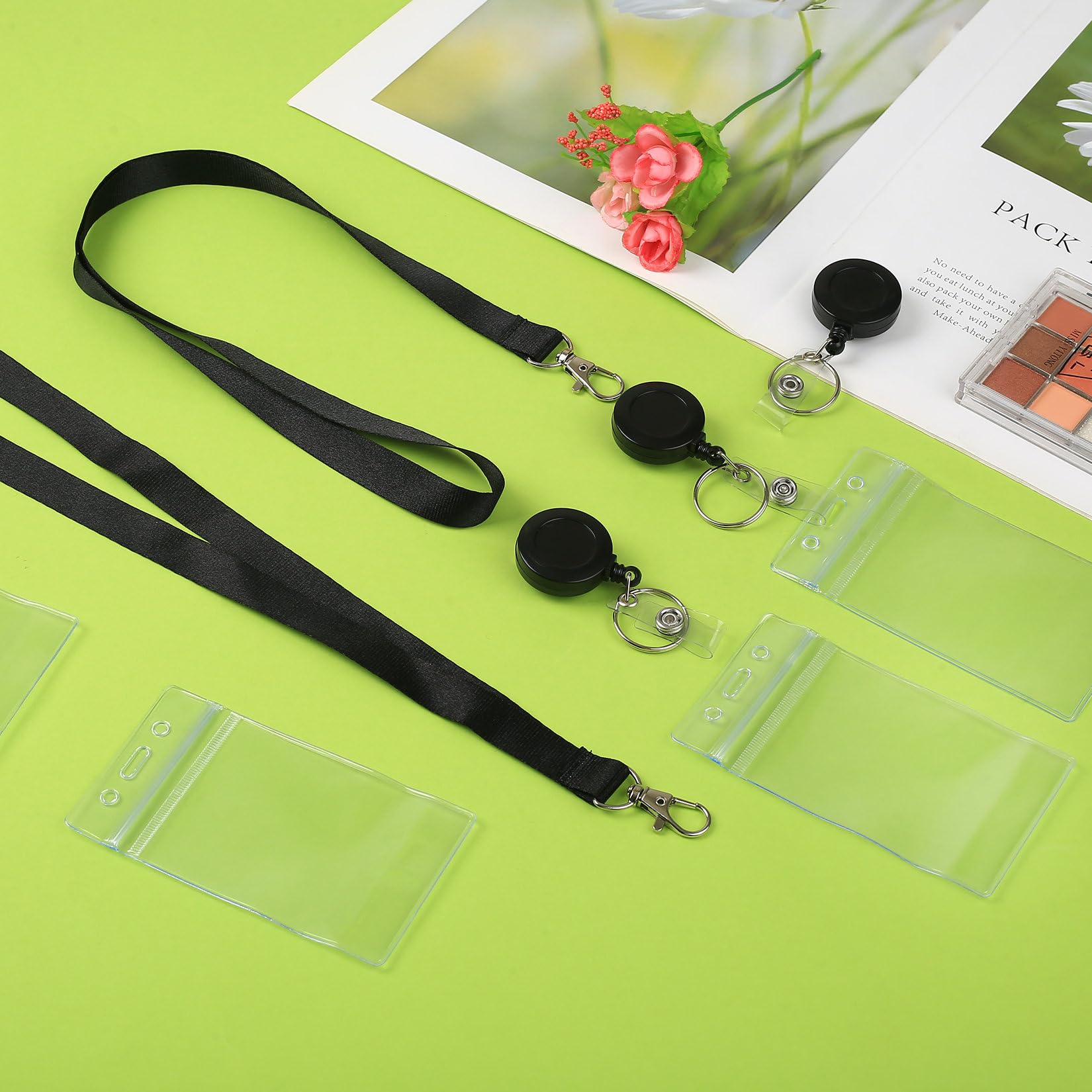 10 PcsPorta Tarjetas Identificativas con Cordones, Portatarjetas Identificación Transparente con Cordón Retráctil, Porta Tarjetas Colgante Tarjetero Colgante para oficinas y escuelas (vertical)