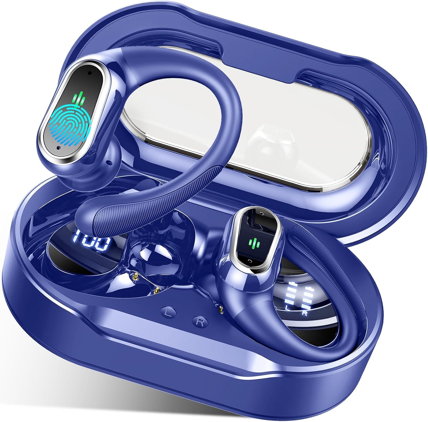 Wireless Earbuds, 2026 Bluetooth 5.4 Headphones Sport, 50Hrs HiFi Stereo Deep Bass Over-Ear buds with ENC Noise Cancelling Mic, IP7 Waterproof & LED Display Earphones with Earhooks for Workout/Running